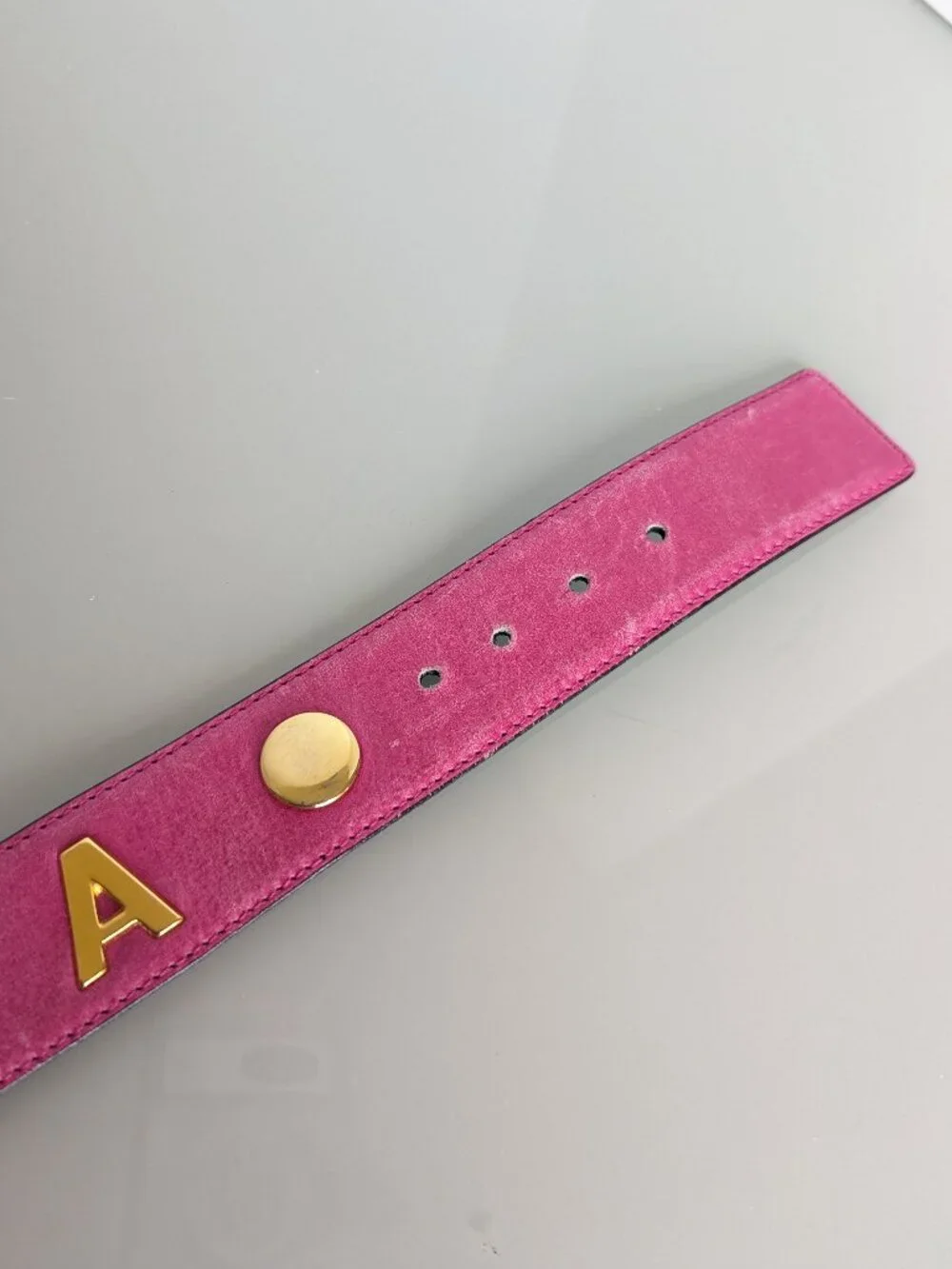 Escada Vintage Hot Pink Leather Belt Gold Tone Studded 